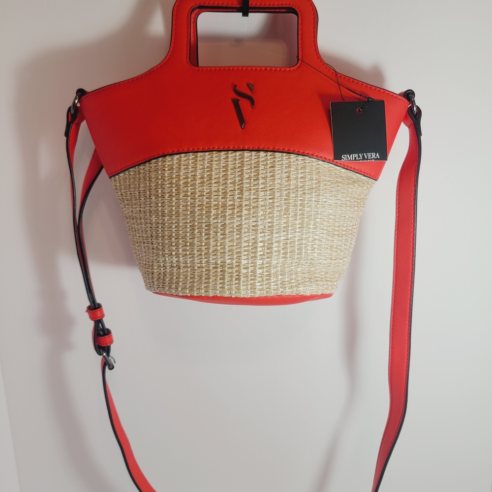 Simply Vera Red and Tan Women's Hand Bag - Picture 7 of 9